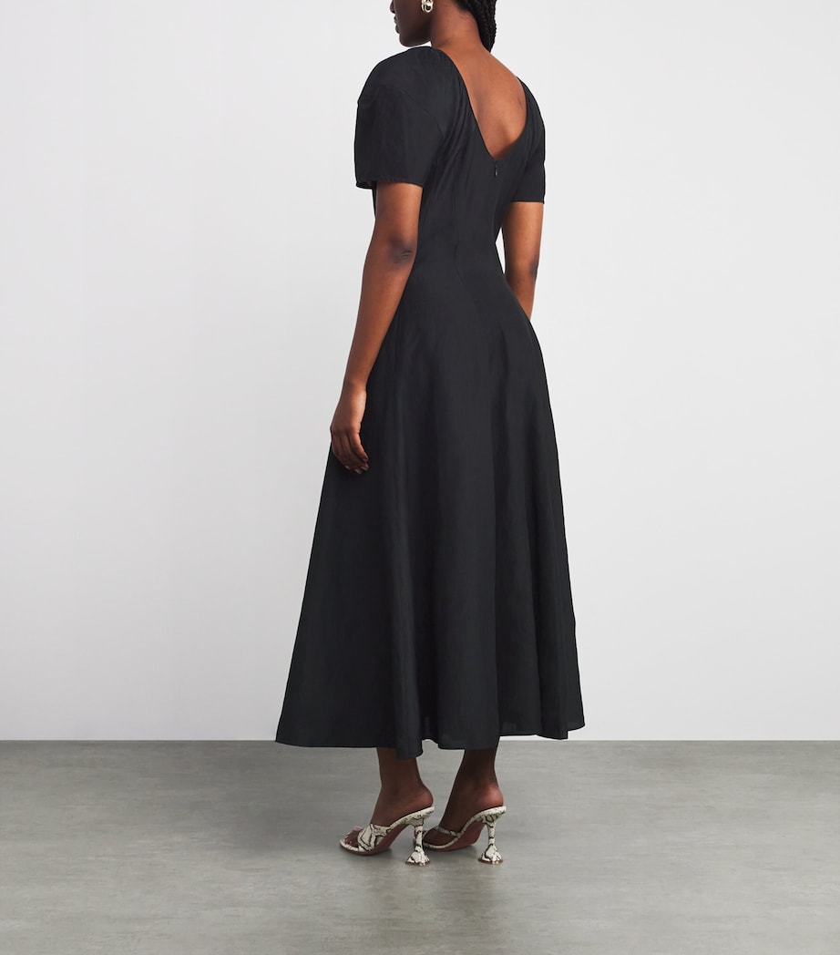 Balloon-Sleeve Midi Dress 001 BLACK Image 3