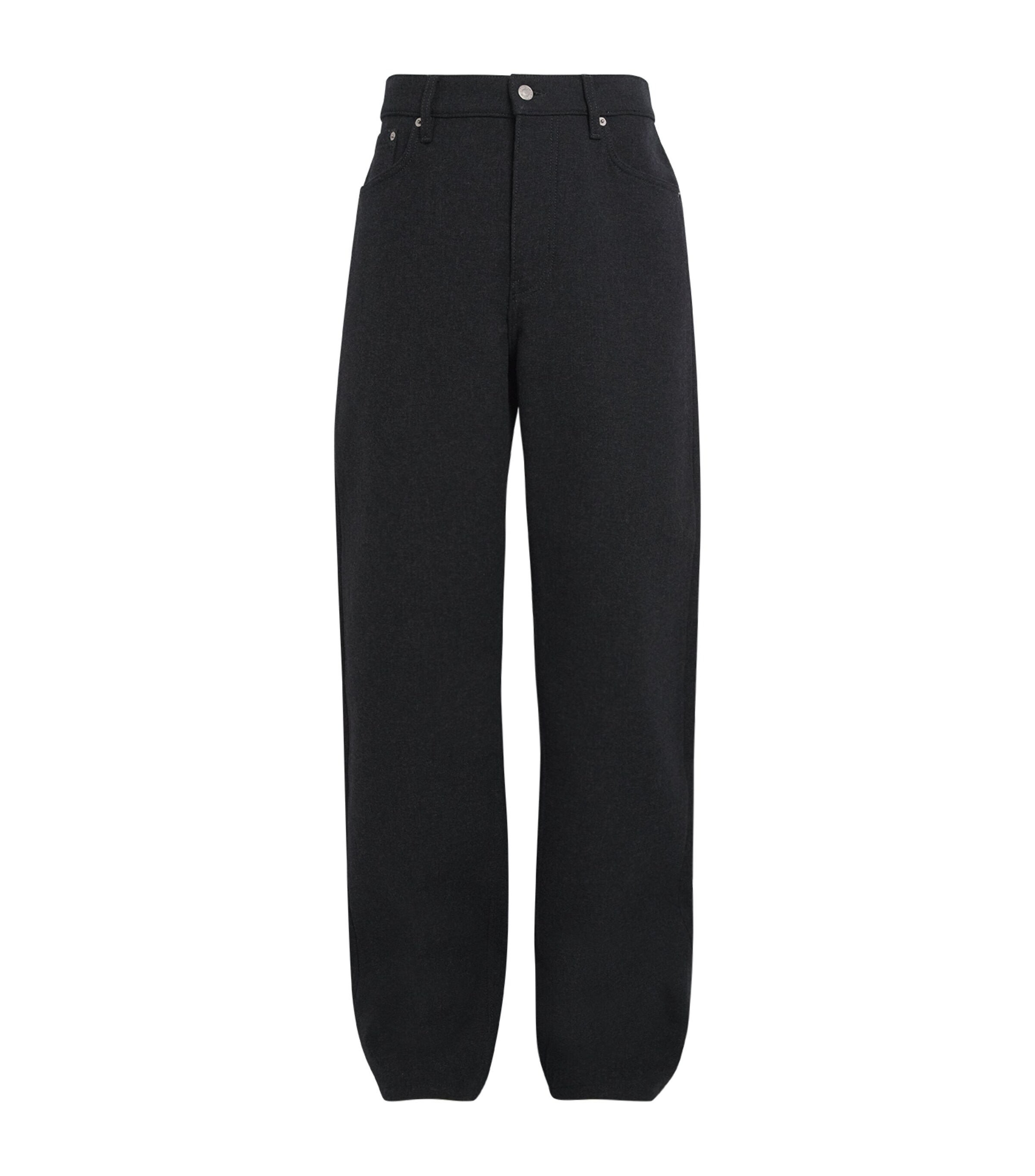 Brushed Twill Straight Trousers DARK GREY Image 1