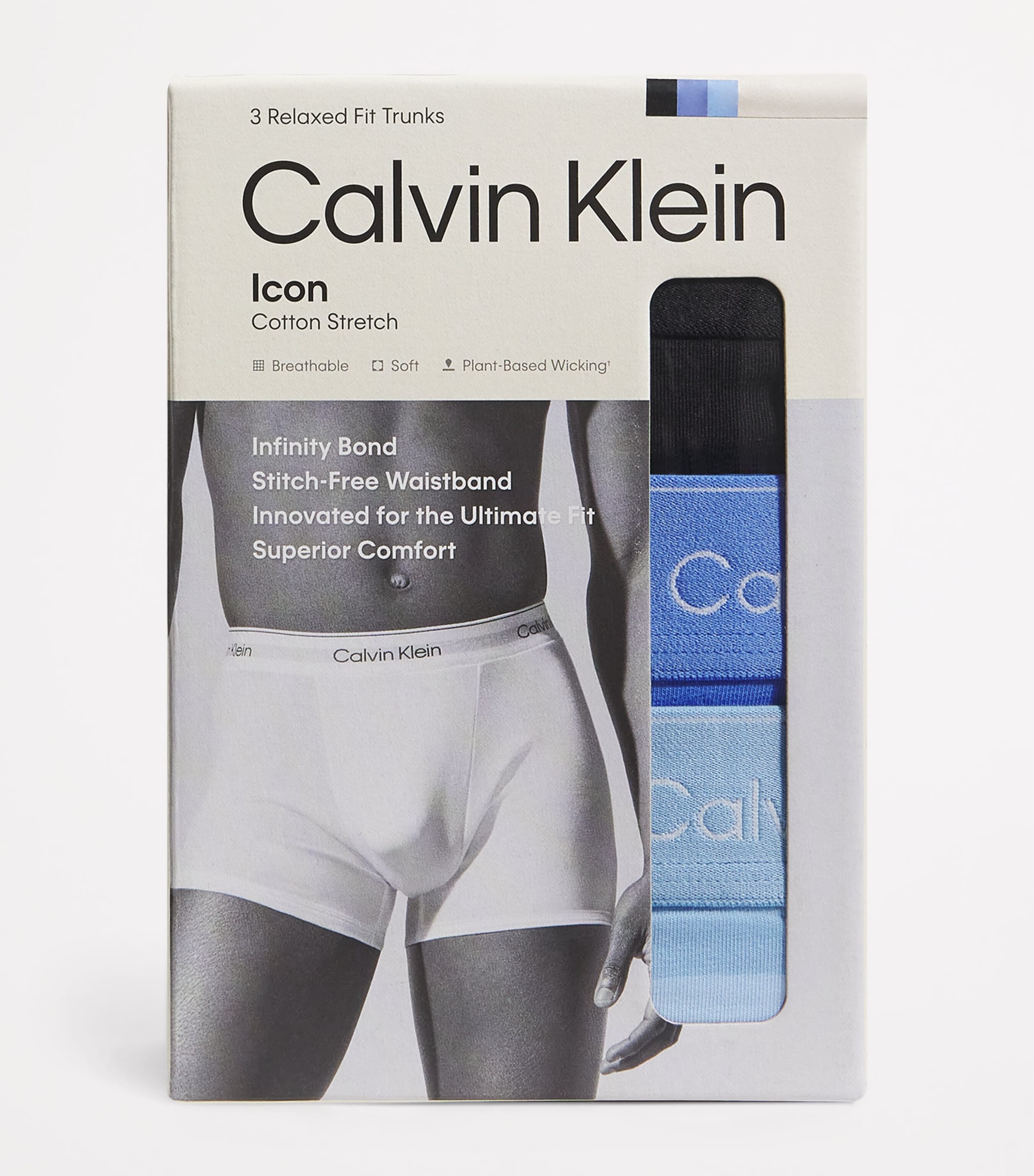 Cotton Stretch Relaxed Icon Boxers (Pack of 3) W8O-BLUE Image 4