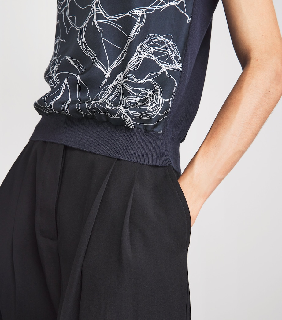 Fabiana Filippi Womens Silk-Blend Floral Sleeveless Blouse Blu Notte Image 3