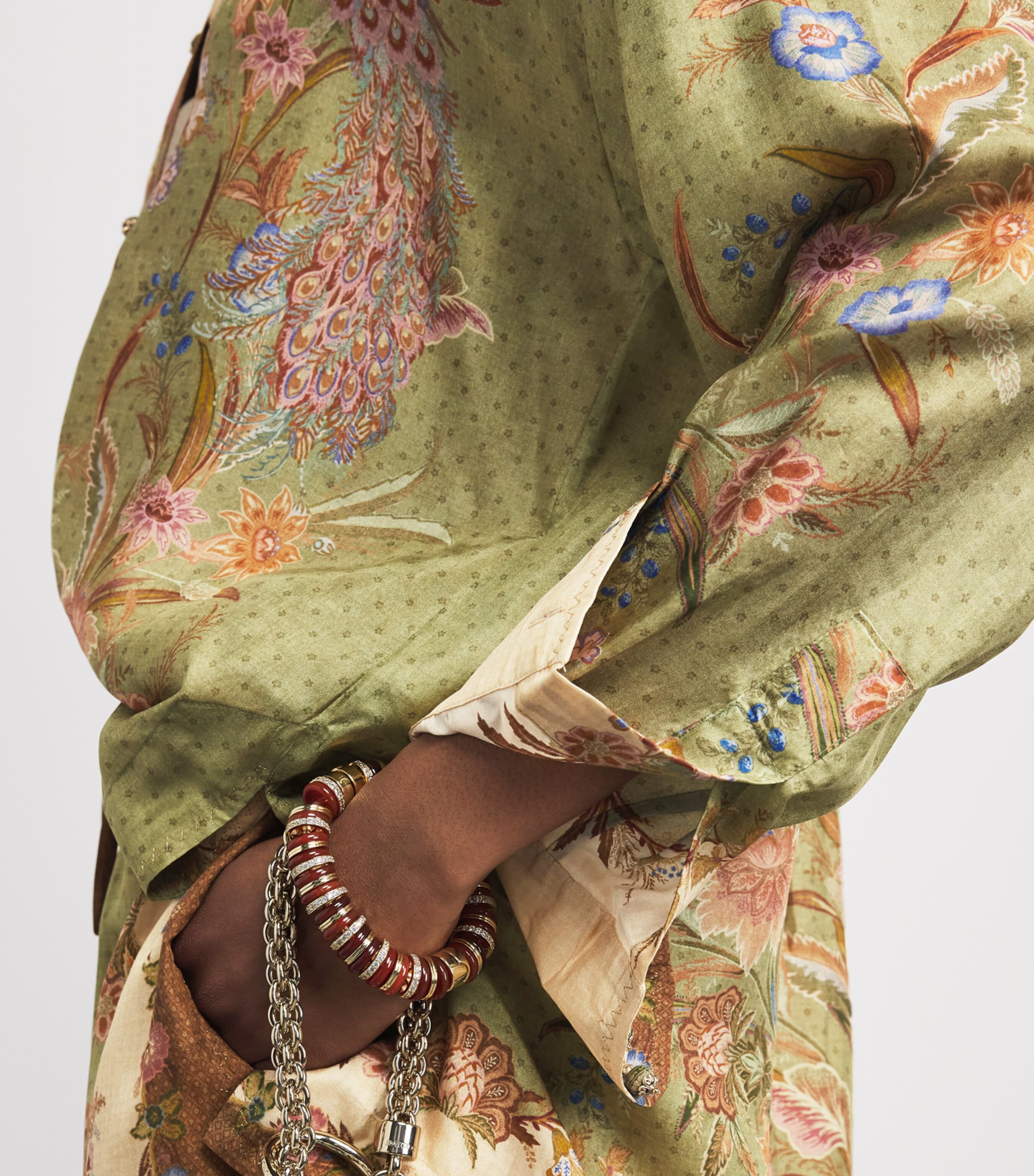 Zimmermann Womens Silk Indra Shirt Khaki Scarf Floral Image 3