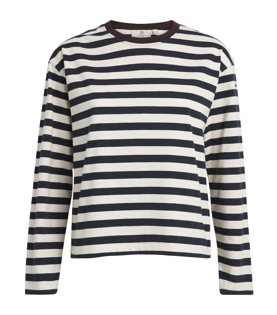 Barbour Womens Cotton Stripe Woodhouse Long-Sleeve T-Shirt Dark Navy /birch Image 1