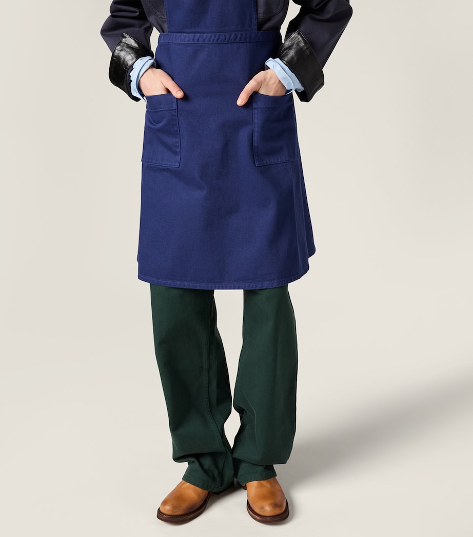 Miu Miu Womens Garment-Dyed Gabardine Apron Blue Image 4
