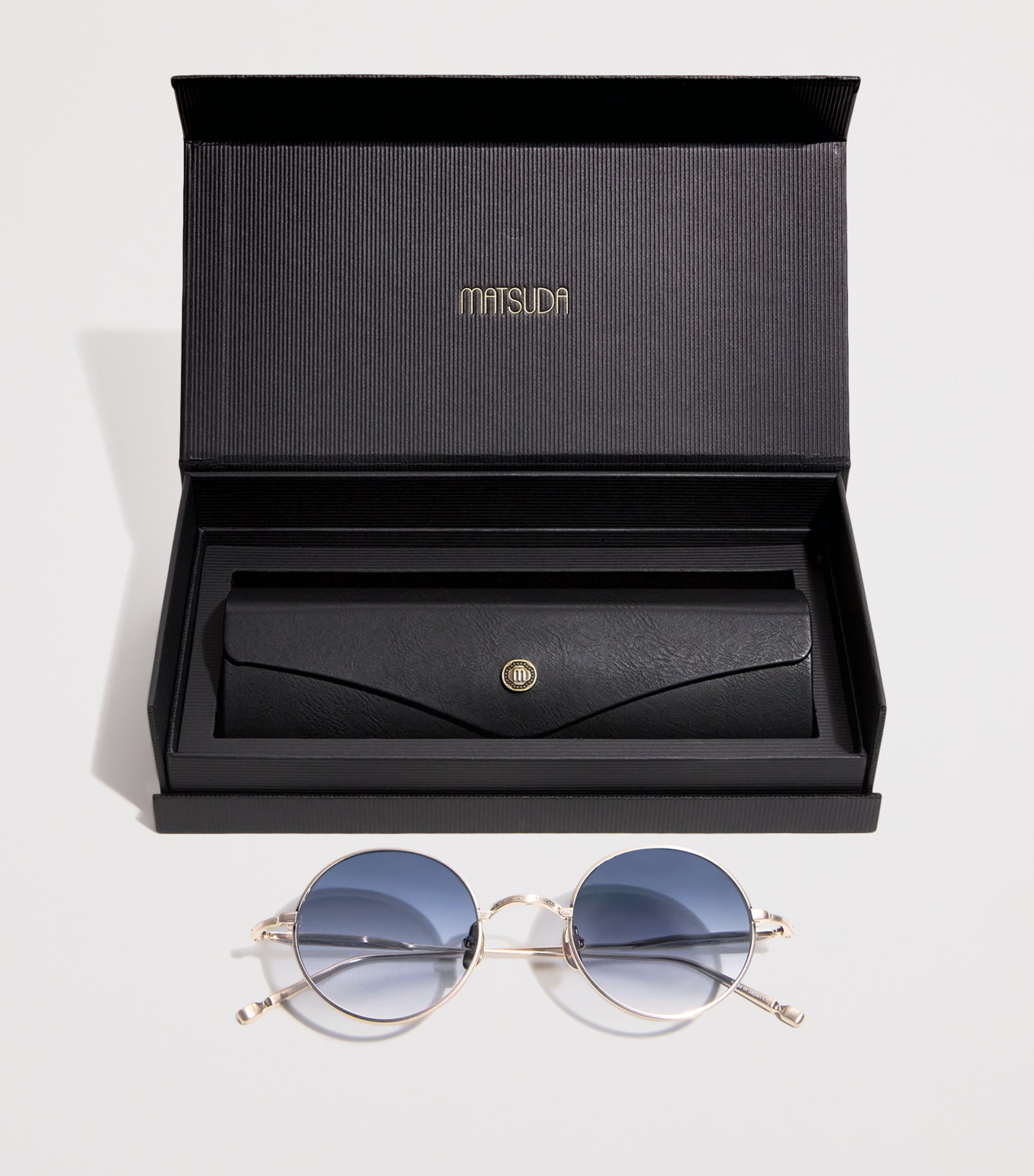 Matsuda M3168 Round Sunglasses Brshd Gld Blu Gradnt Image 4