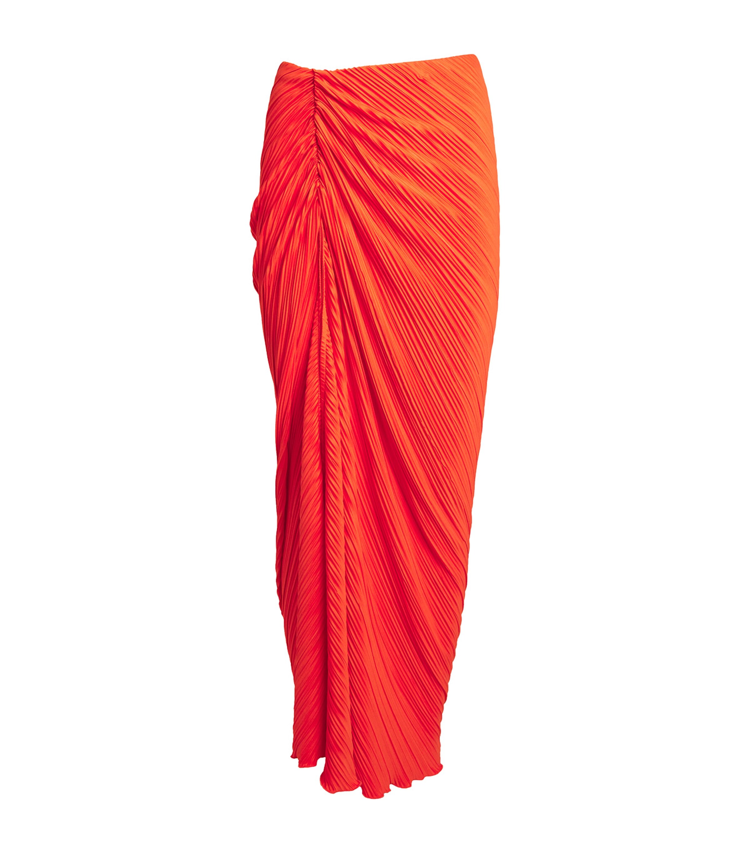 Good American Cinched Plissé Maxi Skirt In Red