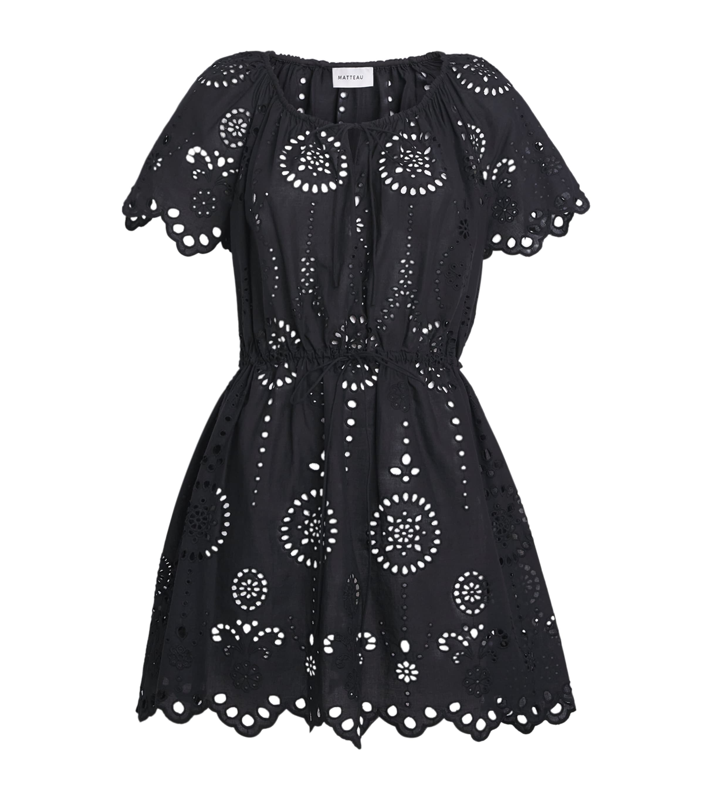 Cotton Broderie Anglaise Mini Dress BLACK Image 1