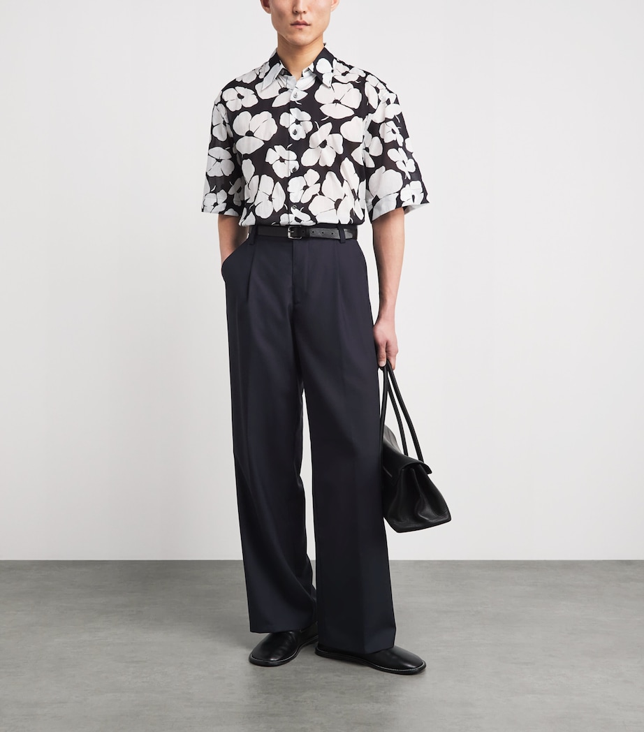 Oliver Spencer Mens Wool Orsman Wide-Leg Trousers Navy Image 2