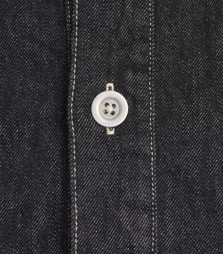 Studio Nicholson Mens Denim Pullover Shirt Black / White Weft Image 6