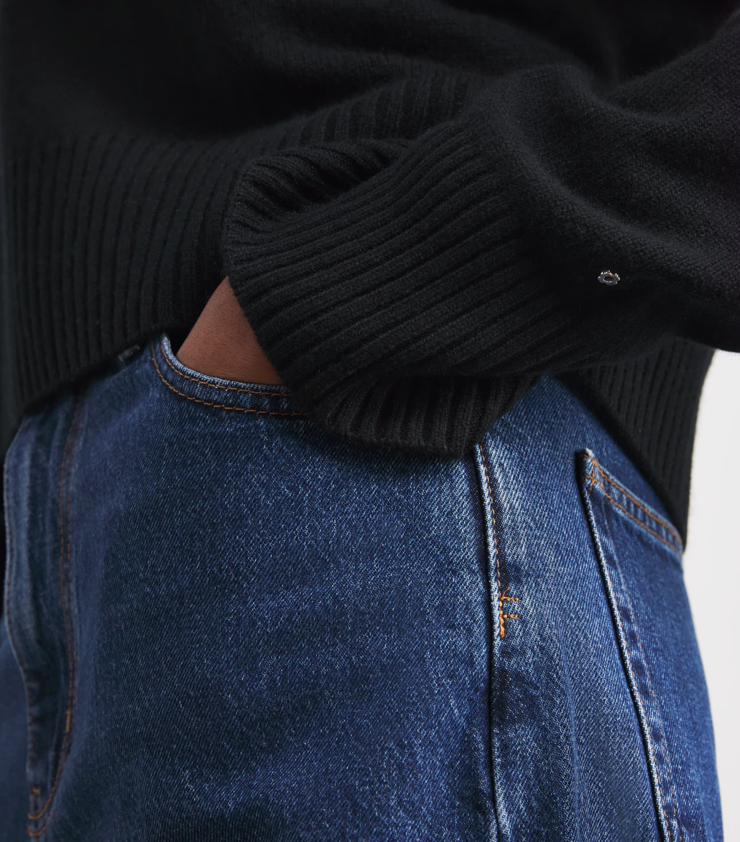 Open Collar Polo Sweater BLACK Image 6