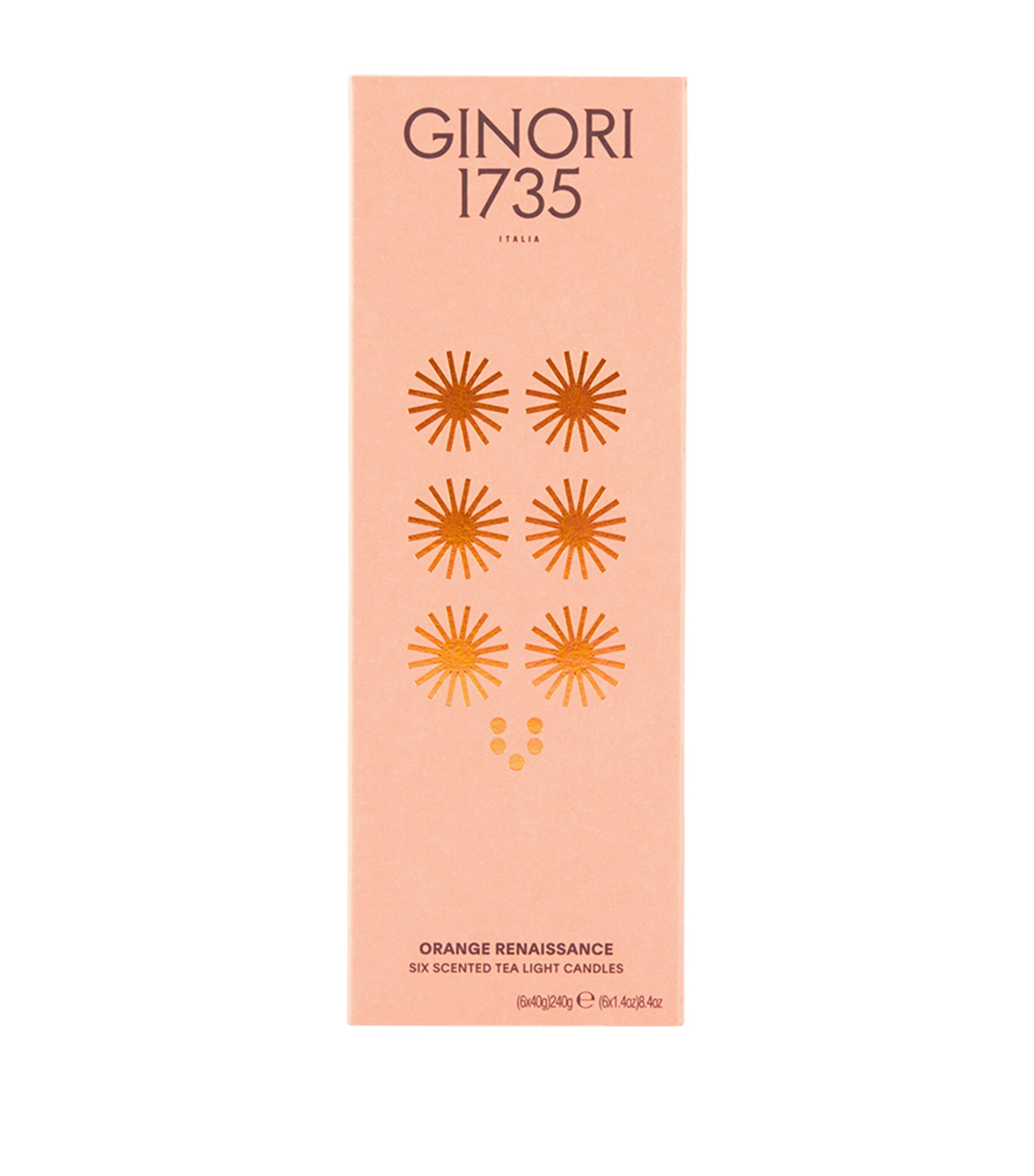 GINORI 1735 Orange Renaissance Tealight Candle Set (6 x 288g) Image 3