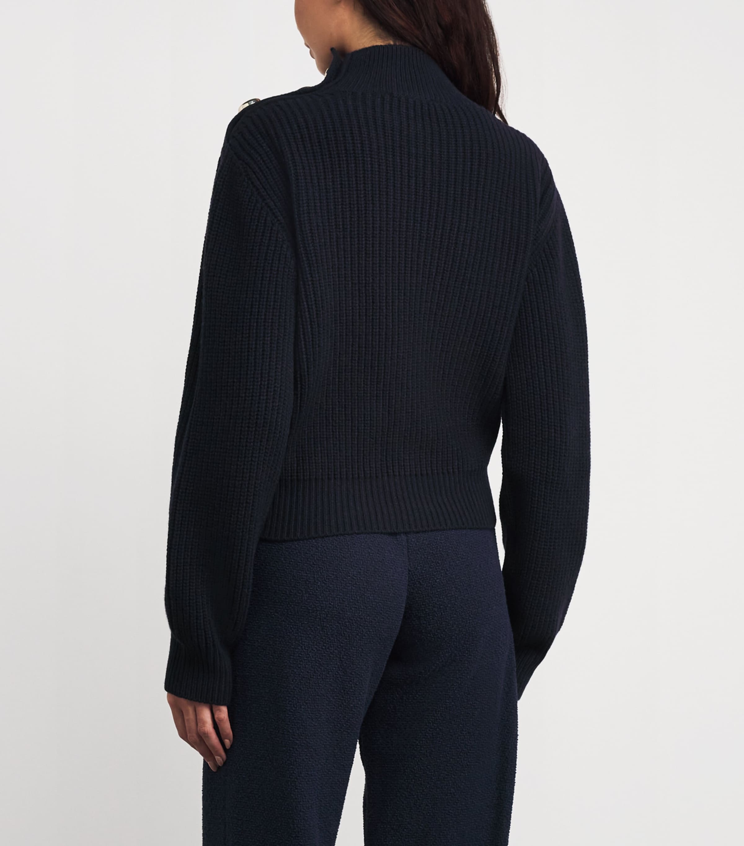 Wool Button-Neck Sweater NAVY Image 4