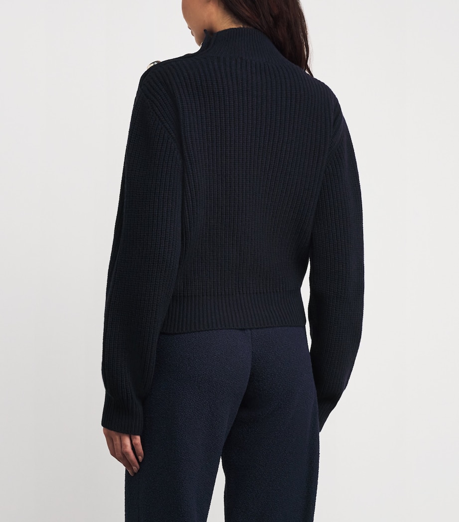 Wool Button-Neck Sweater NAVY Image 4