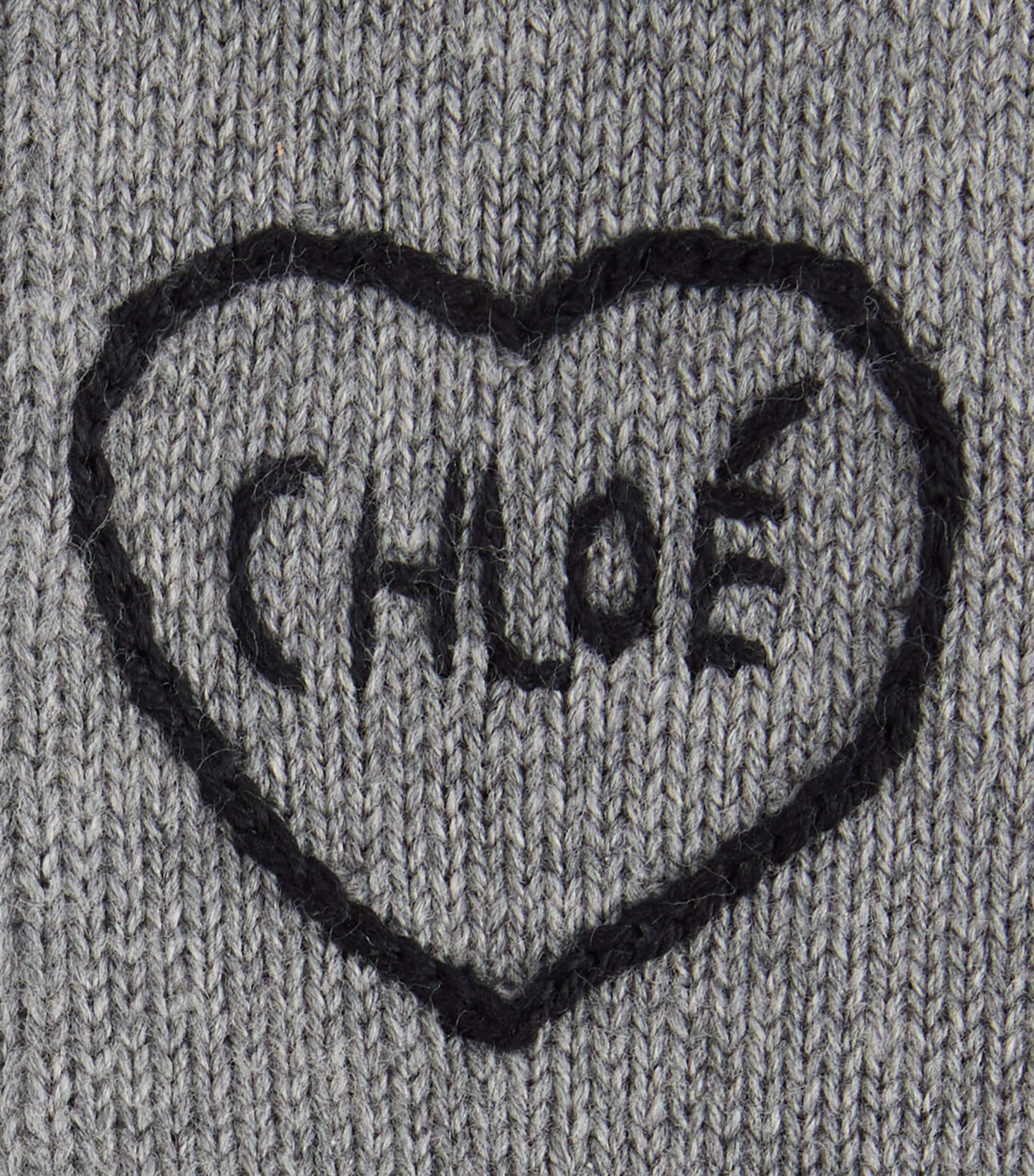 Chloé Kids Wool-Cotton Logo Gloves Heather Grey Image 2