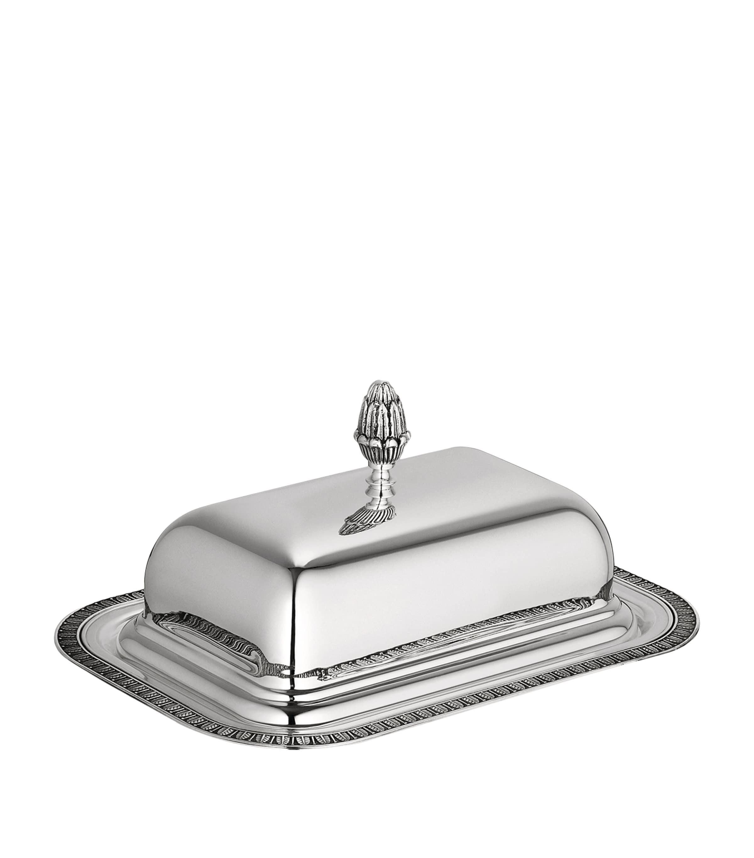 Christofle Silver-plated Malmaison Butter Dish In Silver