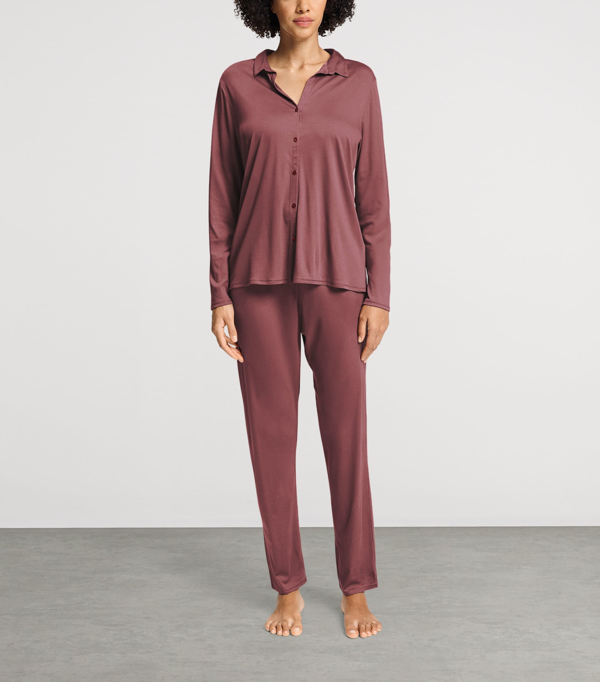 Hanro Womens Modal-Silk Grand Central Pyjama Shirt Apple Butter Image 2