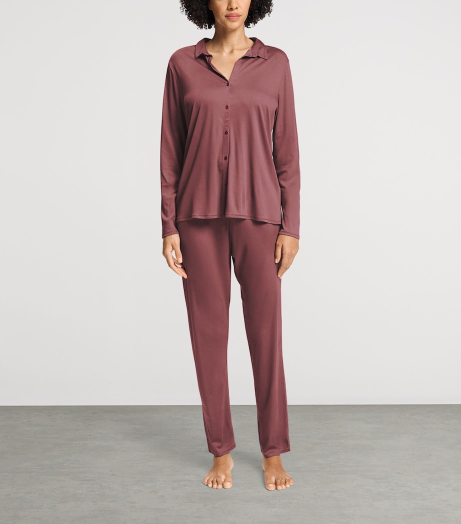 Hanro Womens Modal-Silk Grand Central Pyjama Shirt Apple Butter Image 2