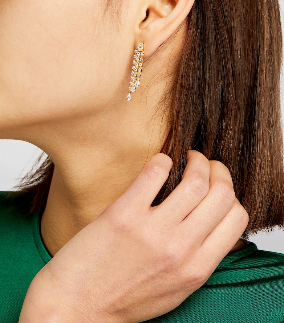 Yellow Gold and Diamond Pear Fringe Drop Earrings YELLOW GOLD Image 4