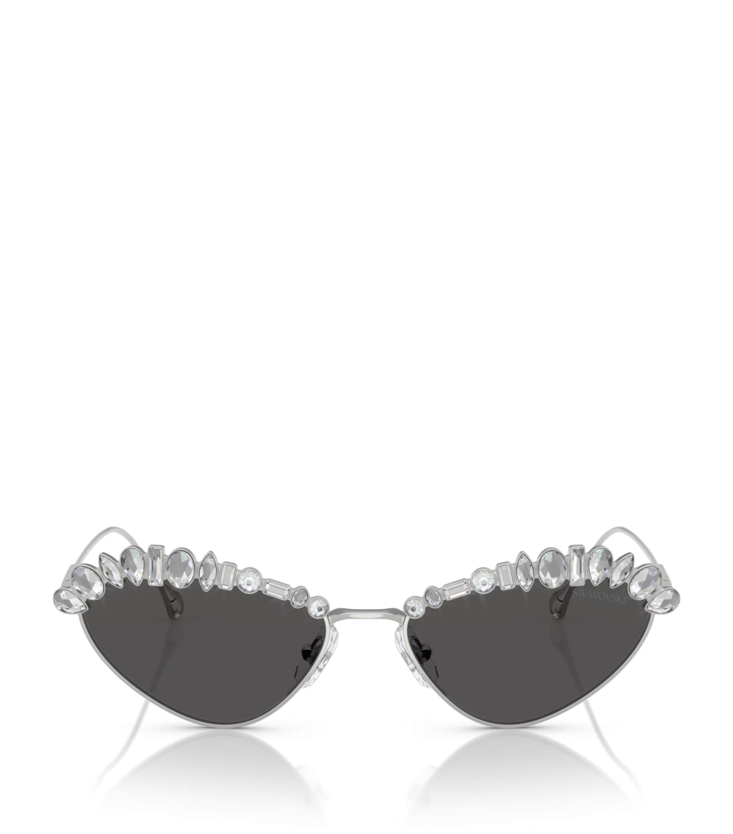 Swarovski Womens Silver Sk7009 Irregular-frame Metal Sunglasses In Silver