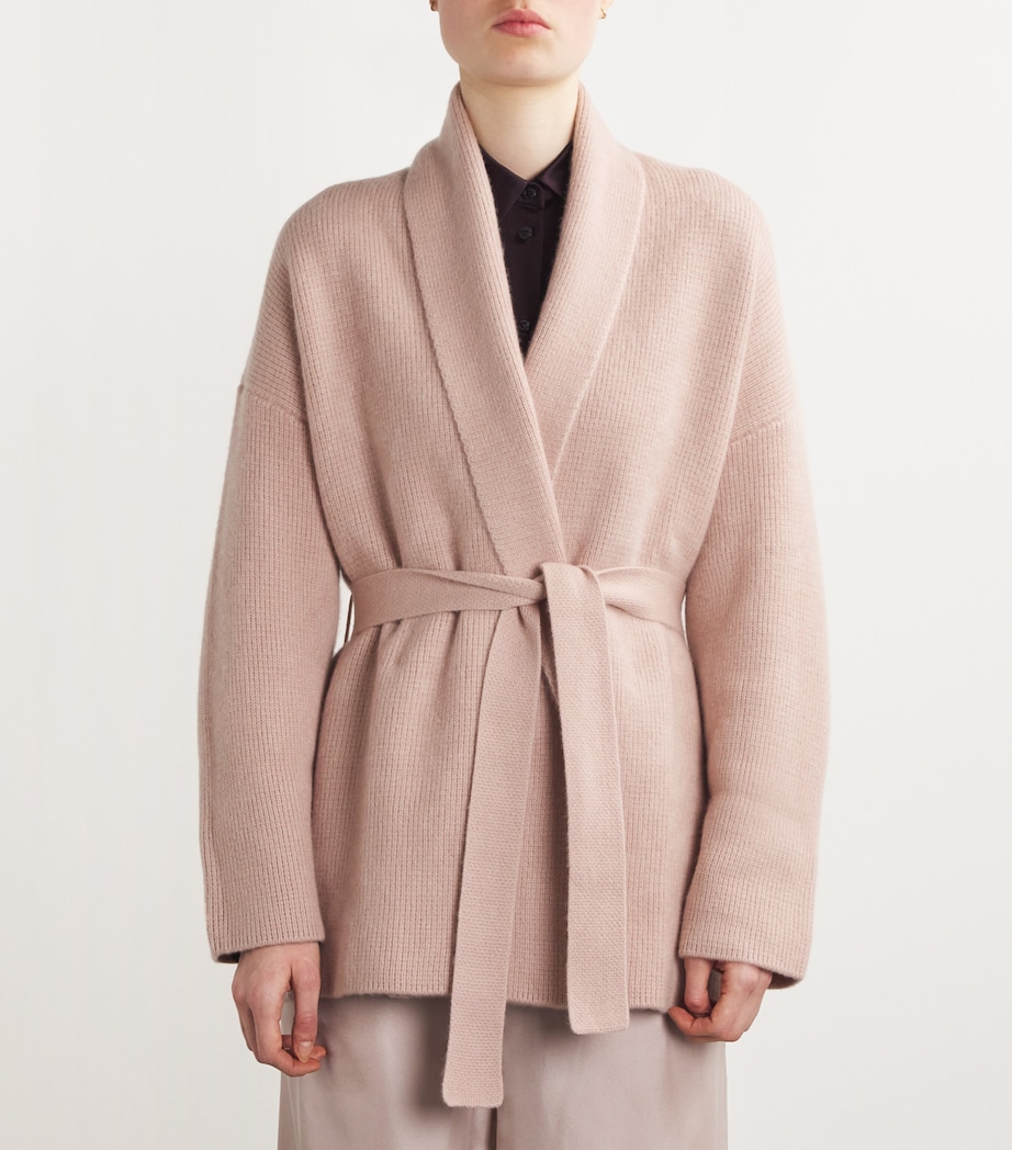 Le Kasha Womens Organic Cashmere Belted Cardigan Dusty Pink Image 3