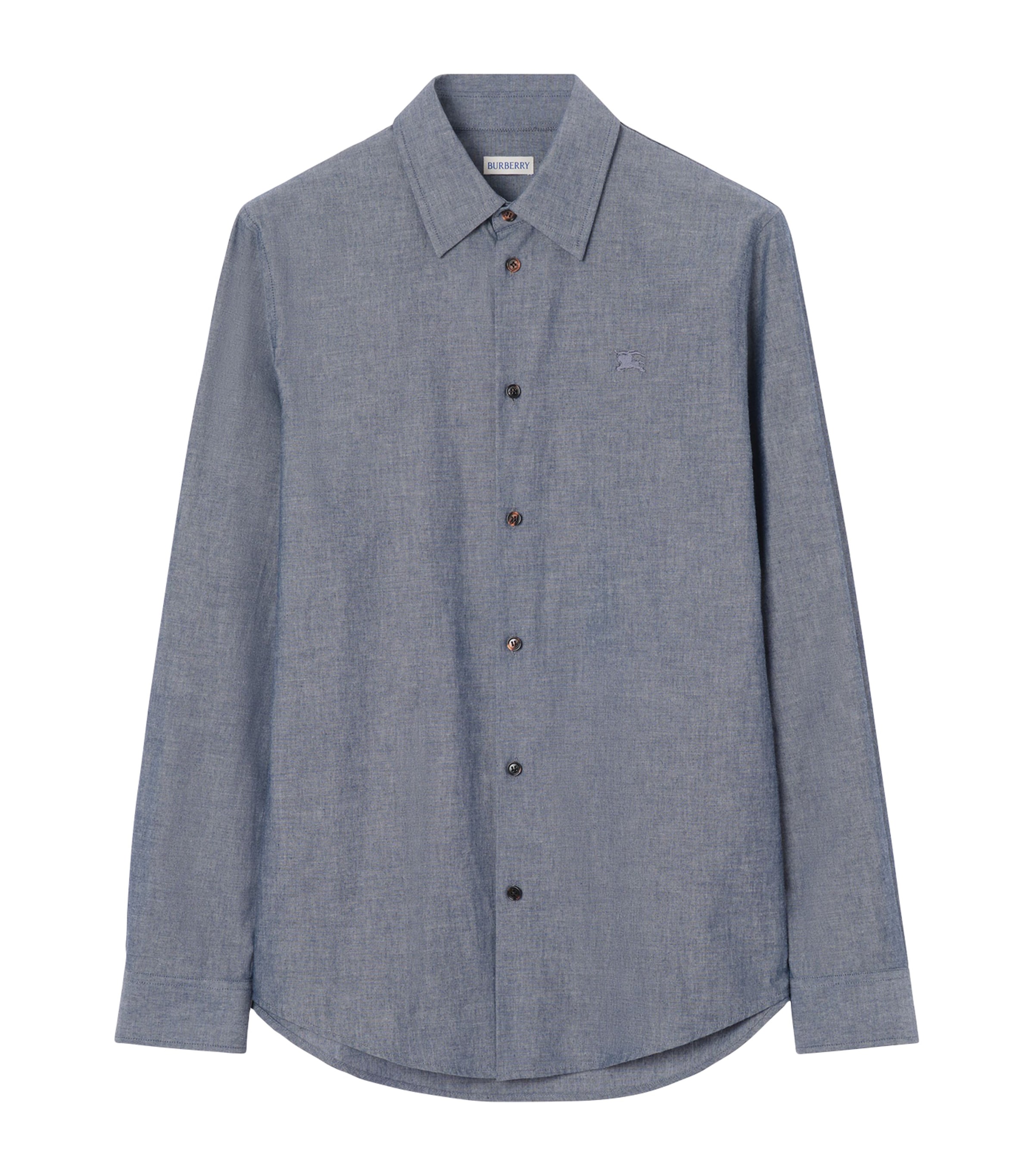 Burberry Blue Cotton-Blend Chambray EKD Shirt | Harrods US