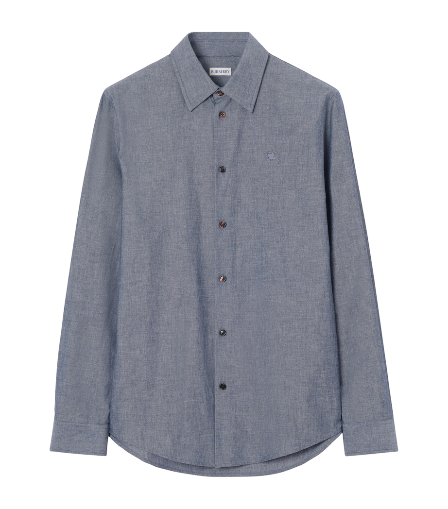 Burberry Blue Cotton-Blend Chambray EKD Shirt | Harrods US Burberry Blue Cotton-Blend Chambray EKD Shirt | Harrods US