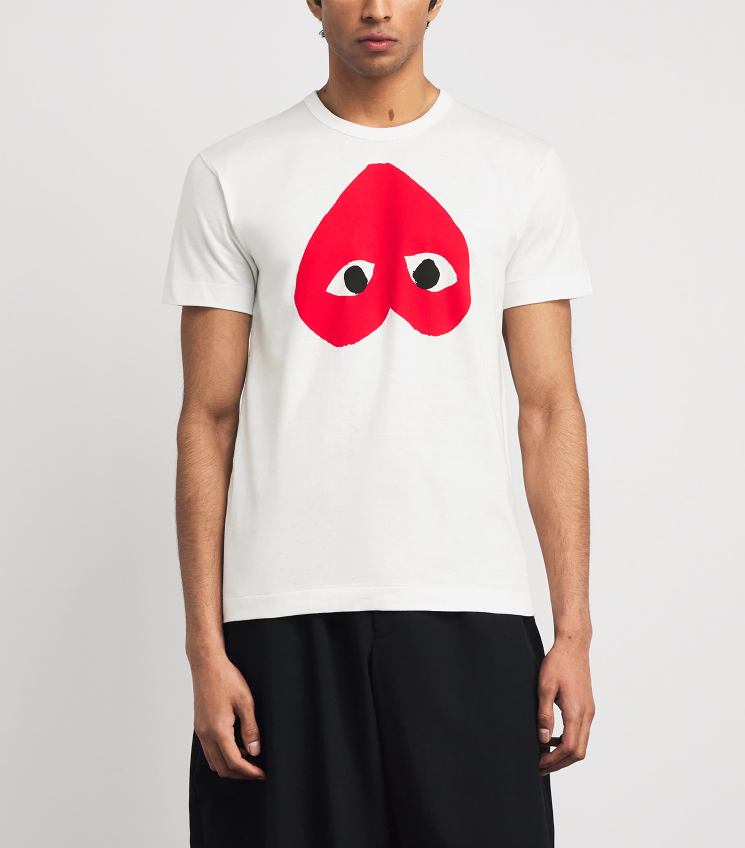 Comme Des Garçons Play White Cotton Upside Down Heart T-Shirt