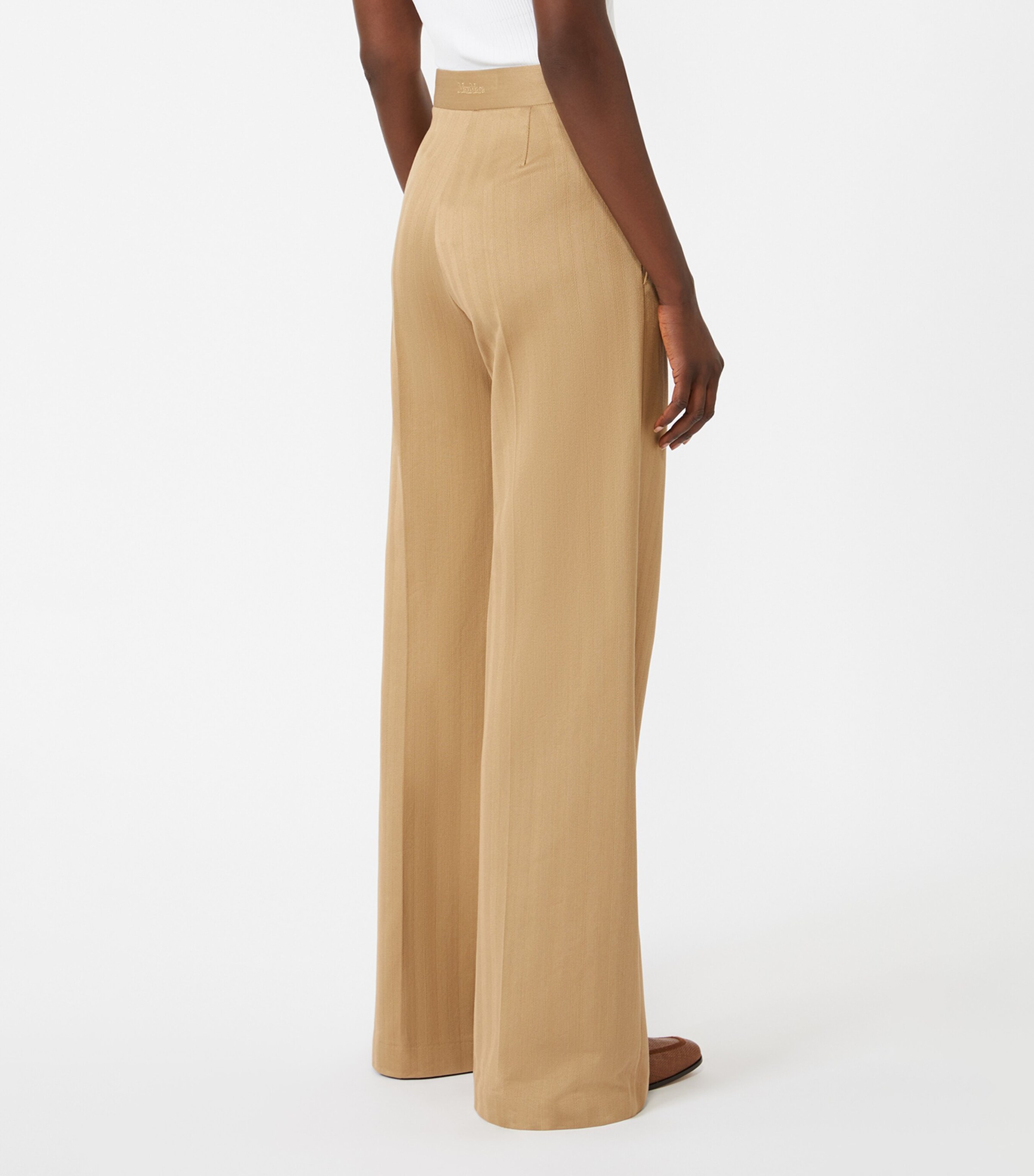 Max Mara Womens Cotton Jersey Stripe Trousers Desert Image 4