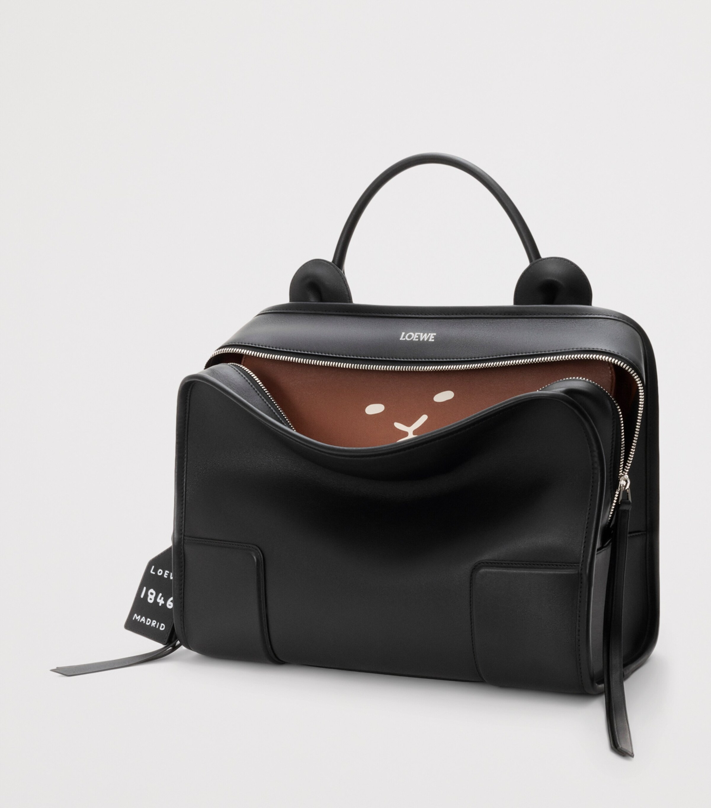 LOEWE Large Leather Amazona 180 Shoulder Bag Black Image 3