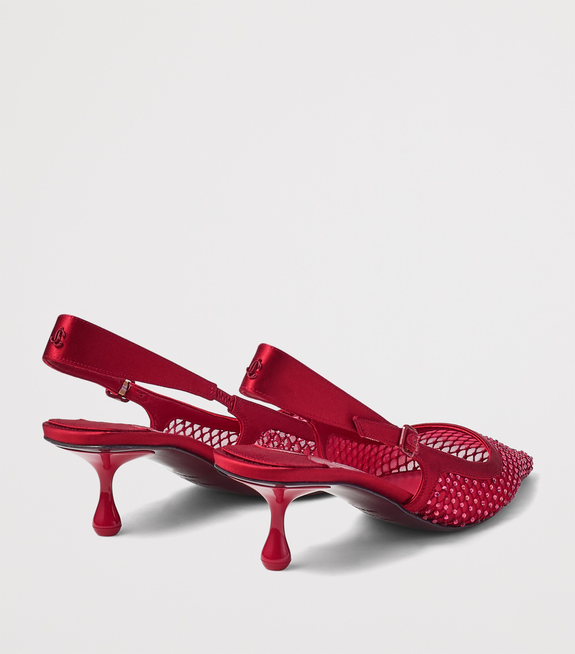 Amel 50 Satin-Mesh Embellished Slingback Pumps RUBY RED/RUBY RED Image 4