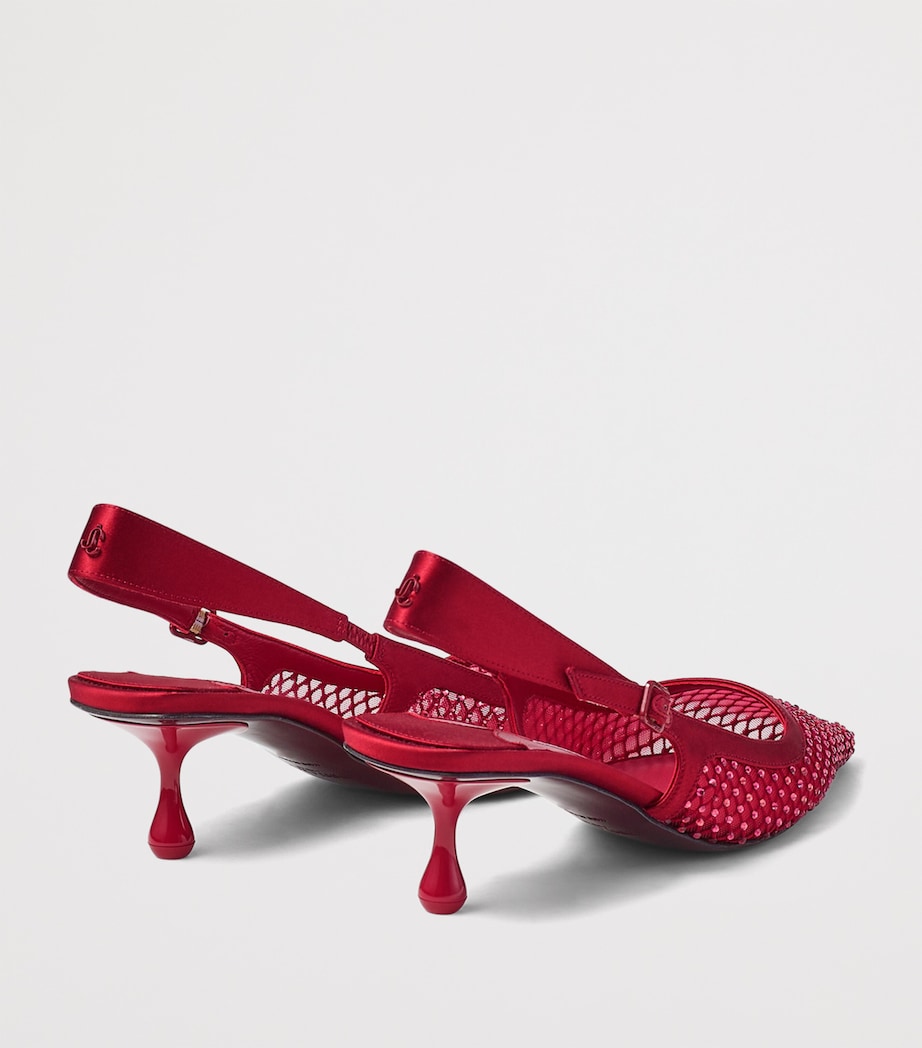 Amel 50 Satin-Mesh Embellished Slingback Pumps RUBY RED/RUBY RED Image 4