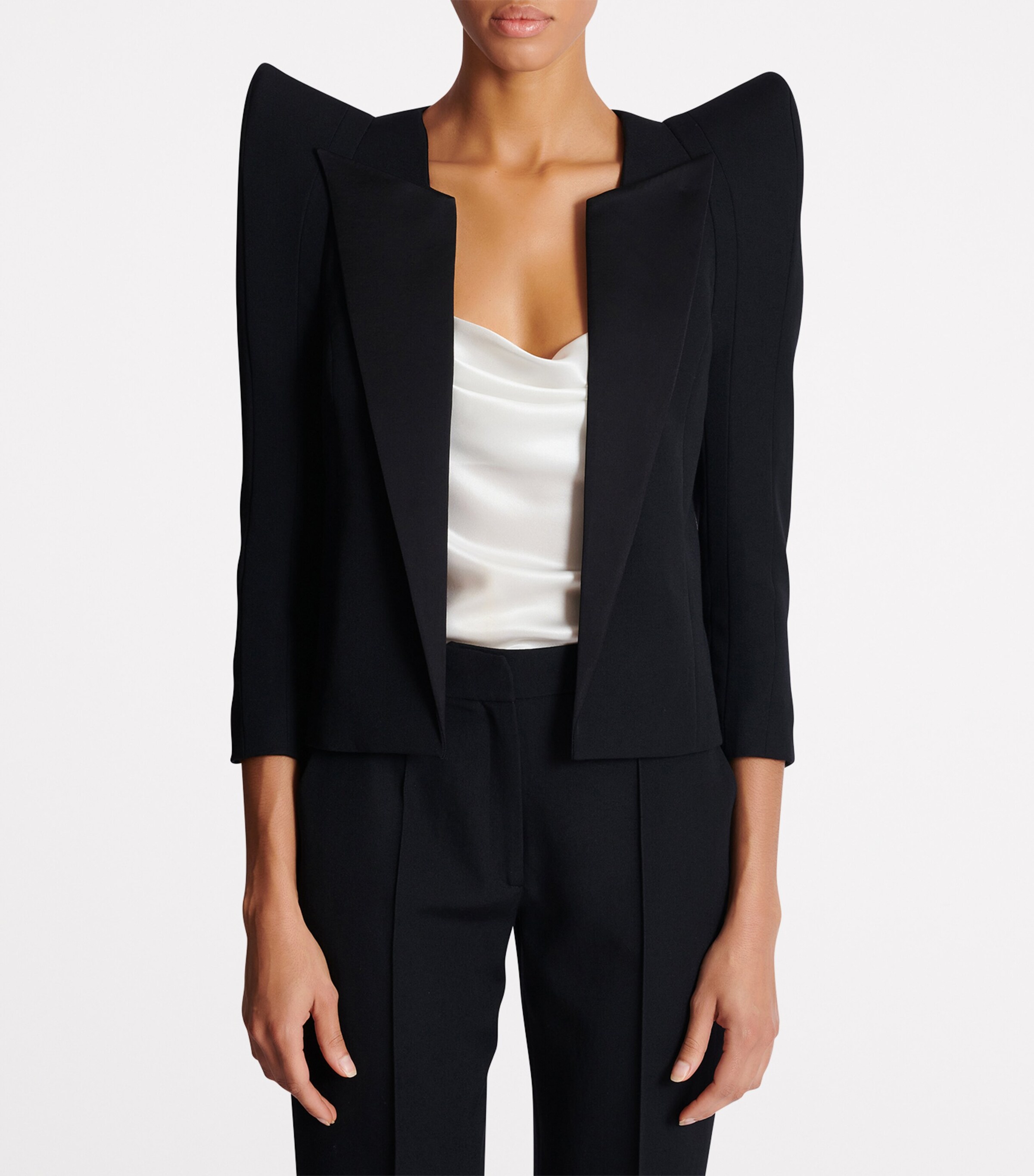 Virgin Wool Cropped Blazer 0PA NOIR Image 6
