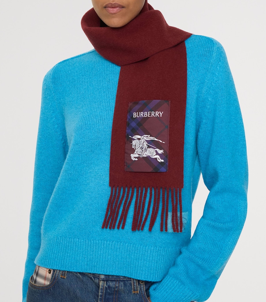 Cashmere Check Label Scarf SASH RED Image 4