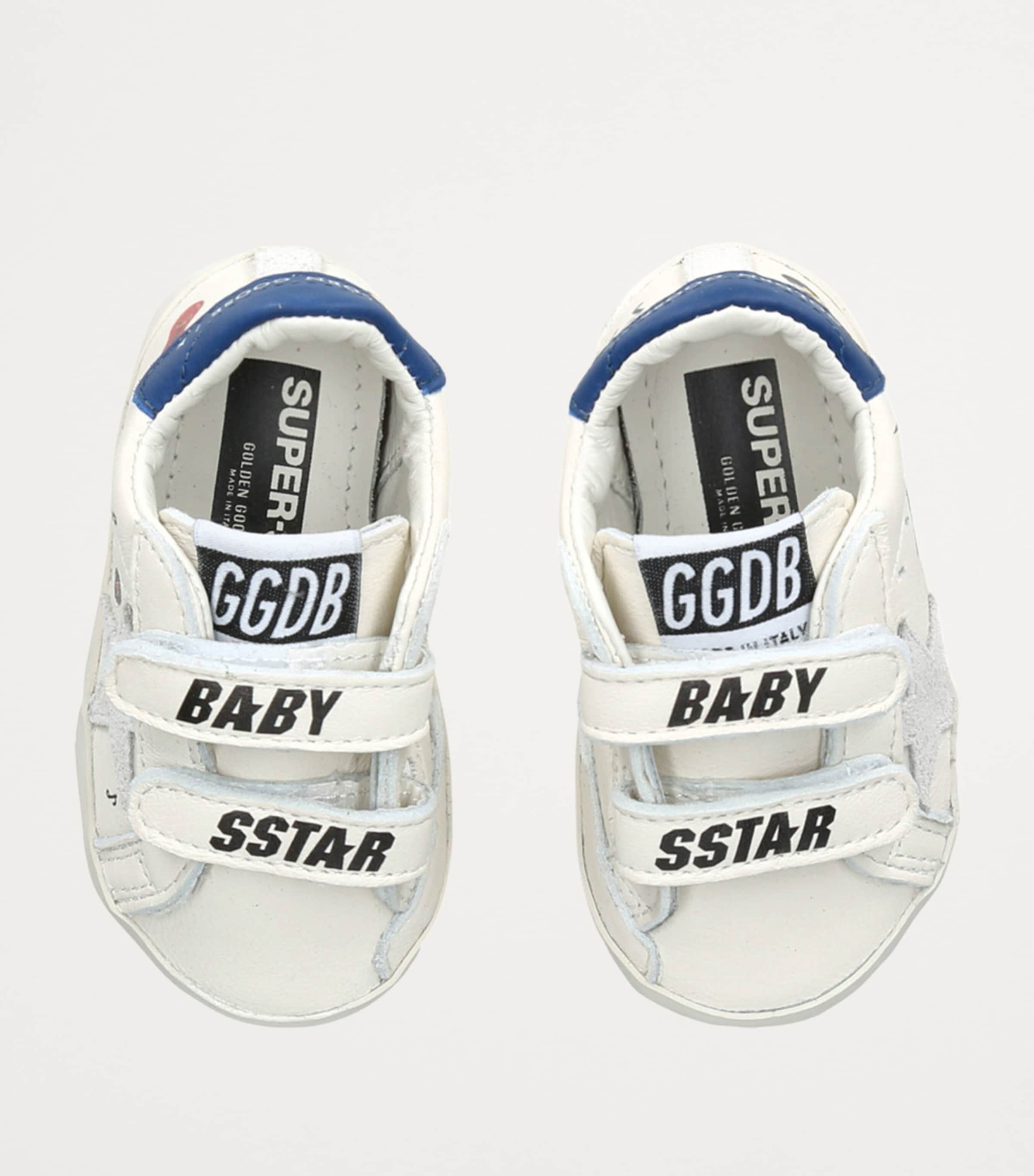 Leather Baby School Sneakers WHITE/NAVY Image 4