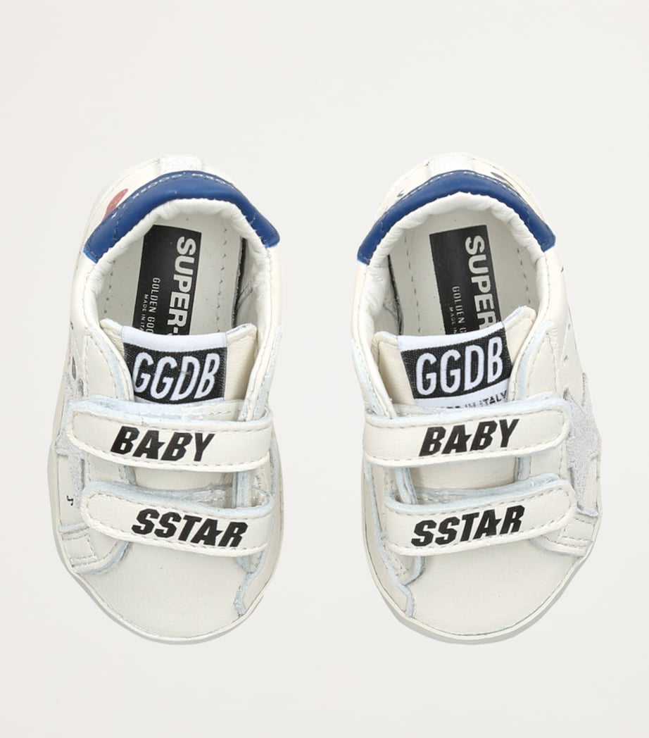 Leather Baby School Sneakers WHITE/NAVY Image 4