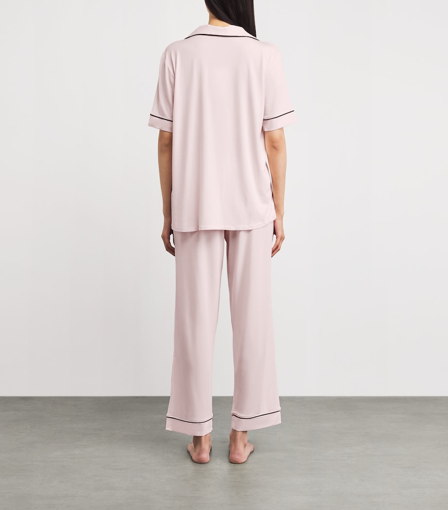 Eberjey Womens Short-Sleeve Gisele Pyjama Set Sorbet Pink/black Image 4