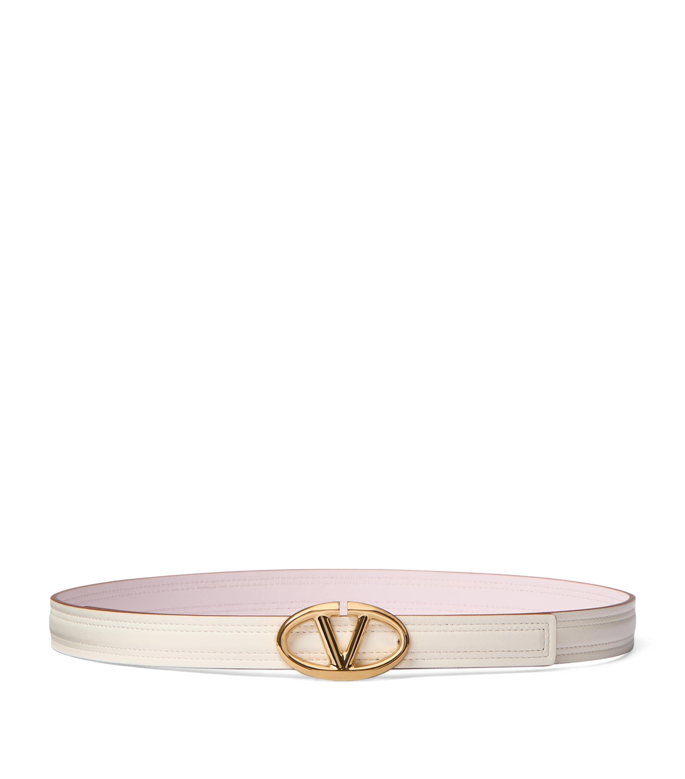 Valentino Garavani Leather The Bold Edition Vlogo Belt In Ivory