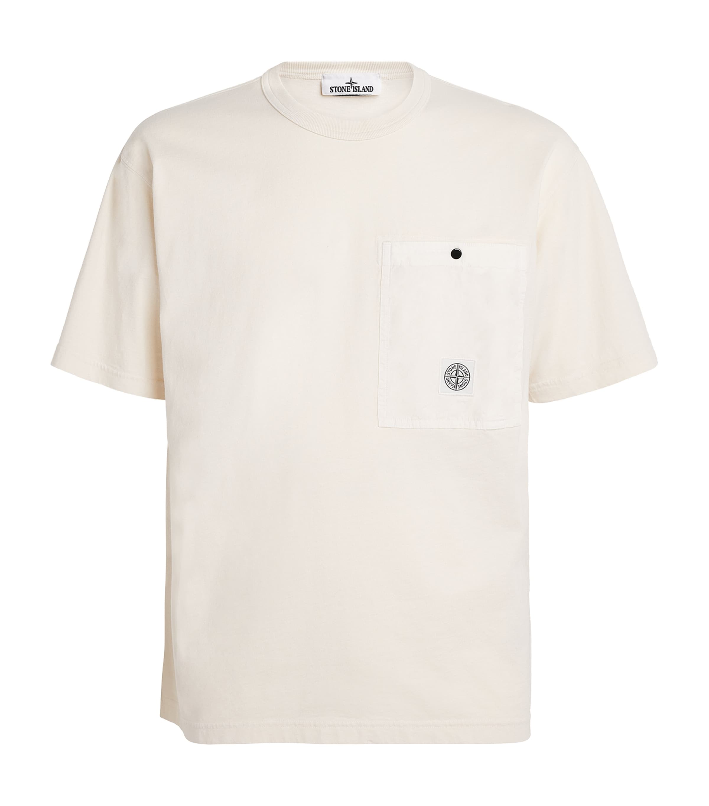 Stone Island Mens Cotton Logo-Pocket T-Shirt Image 1