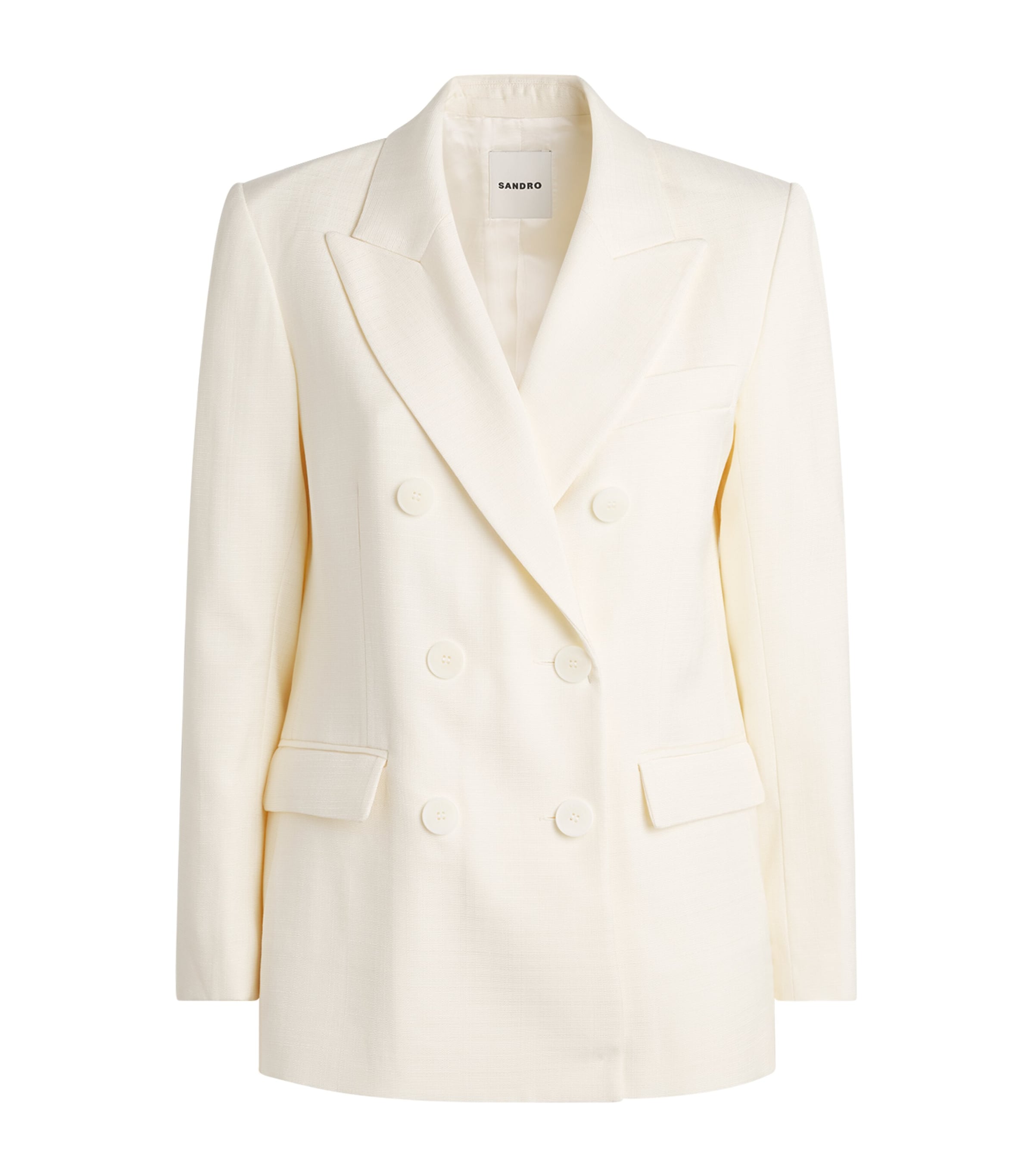 Sandro Paris Womens Double-Breasted Blazer Ecru Image 1