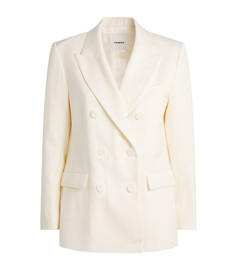 Sandro Paris Womens Double-Breasted Blazer Ecru Image 1