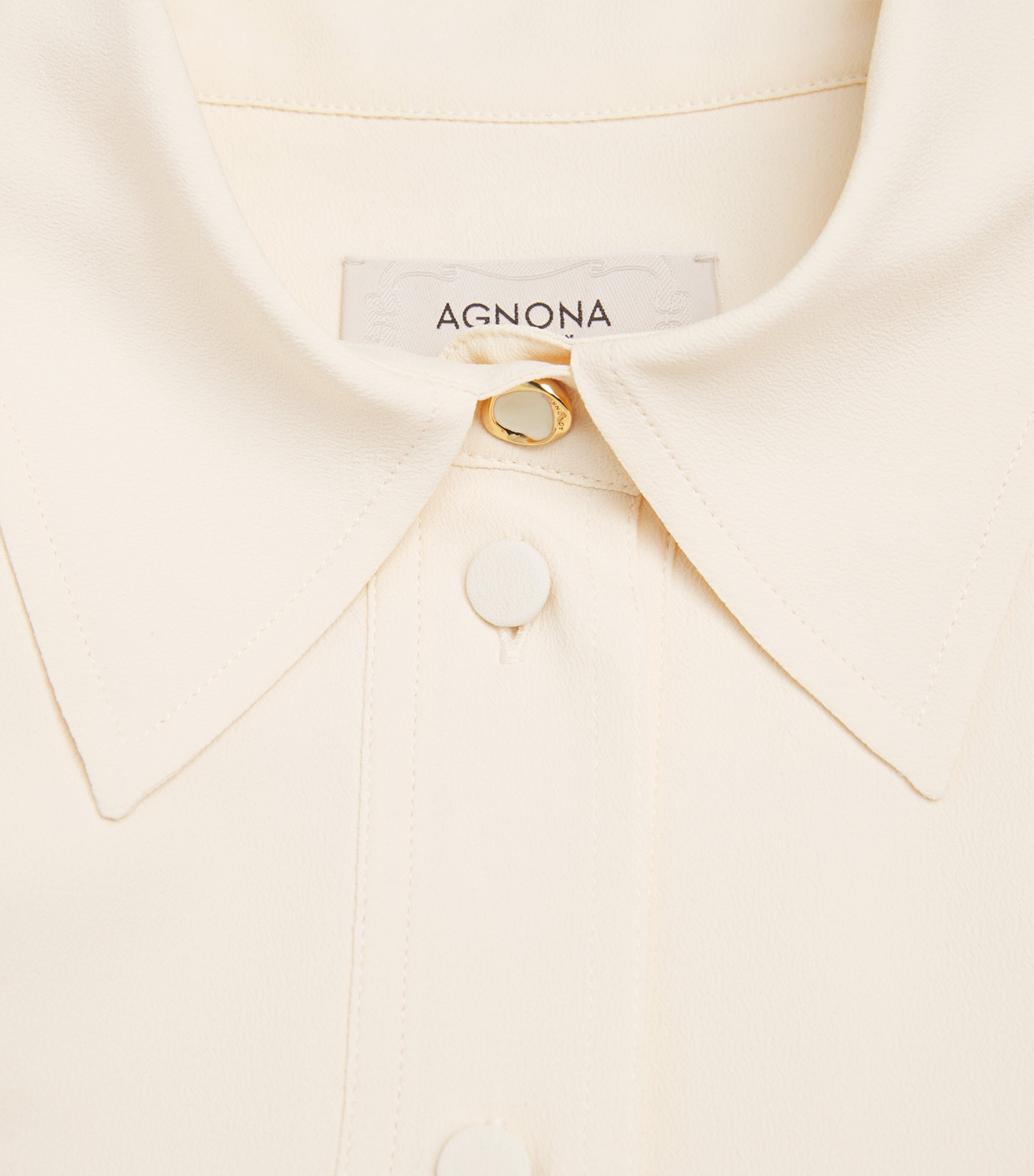 Agnona Womens Gathered Blouse Ivory Butter Image 5