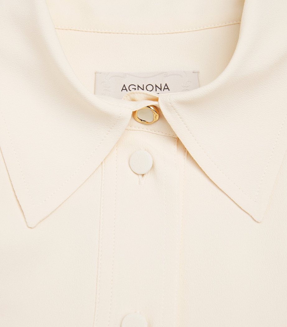 Agnona Womens Gathered Blouse Ivory Butter Image 5