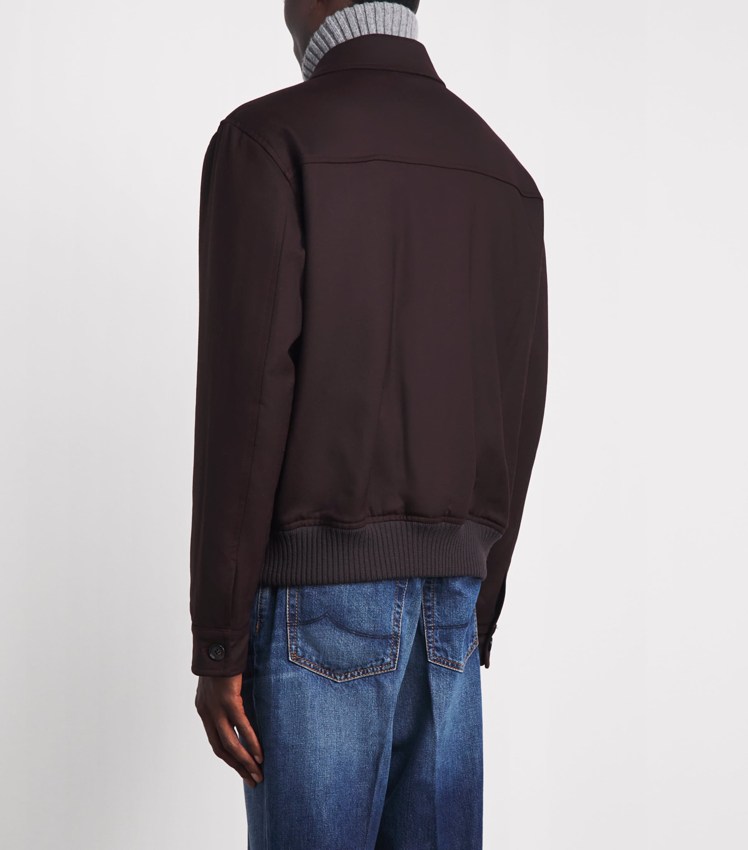 Isaia Mens Wool Padded Aviator Jacket Image 5