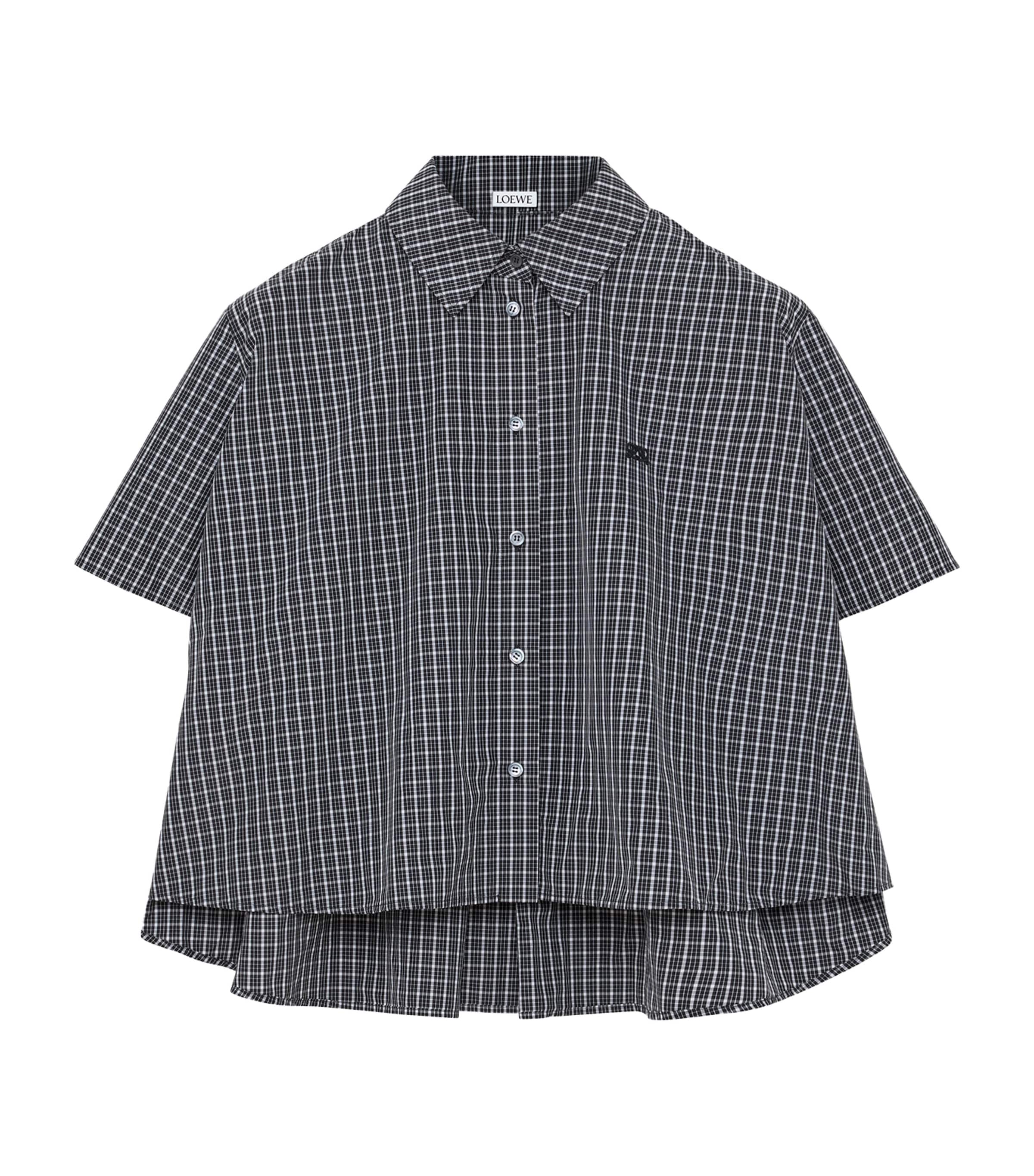 LOEWE Womens Check Trapeze Short-Sleeve Shirt Black/white Image 1