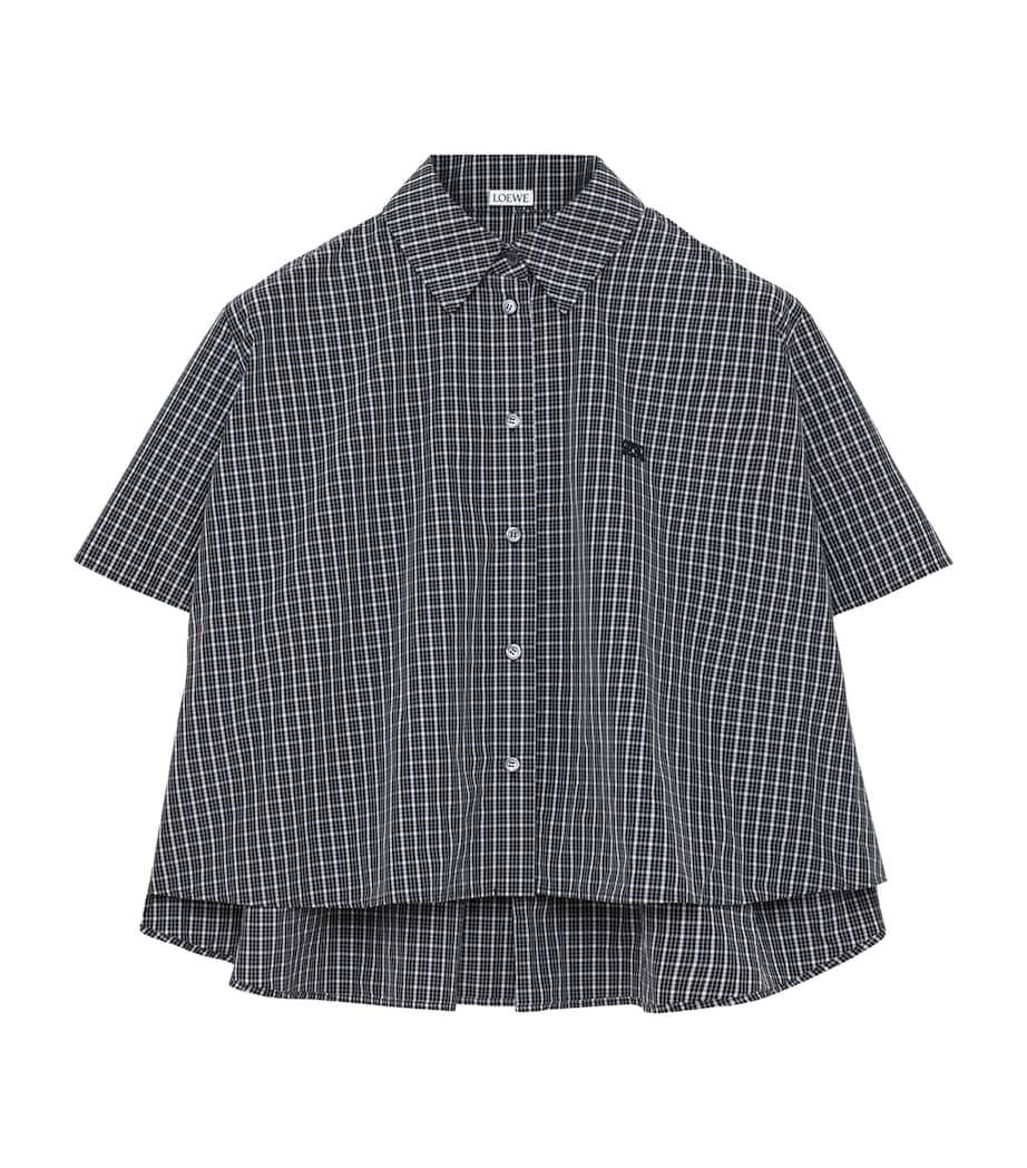 LOEWE Womens Check Trapeze Short-Sleeve Shirt Black/white Image 1