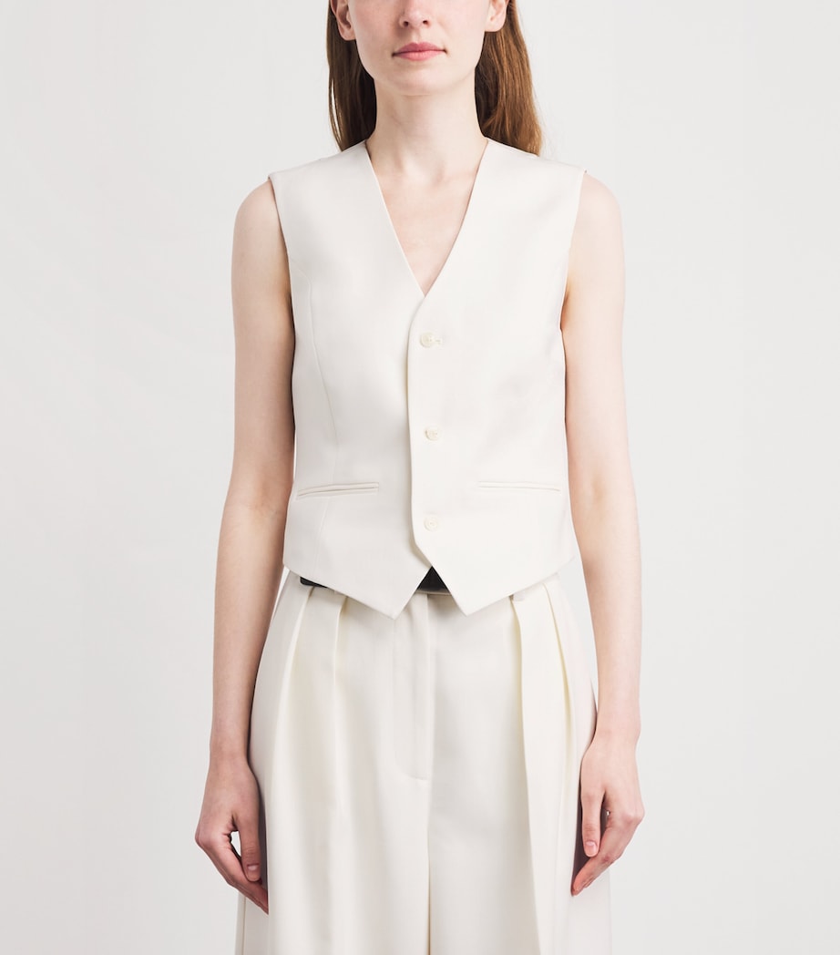 ANINE BING Womens Mario Waistcoat Ecru Image 4