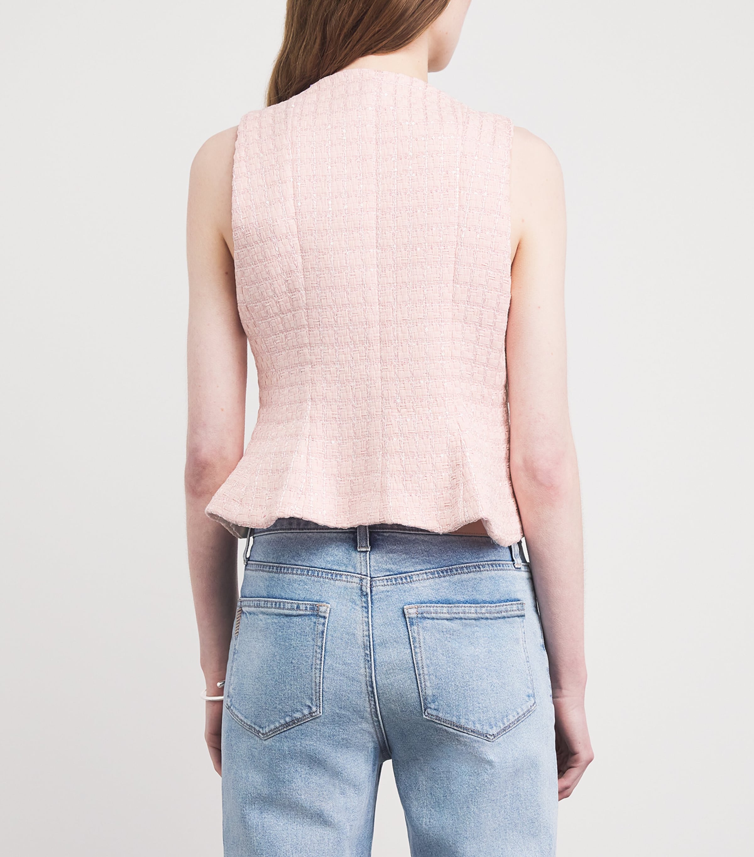 Sandro Paris Womens Sequinned Tweed Waistcoat Pink Image 5