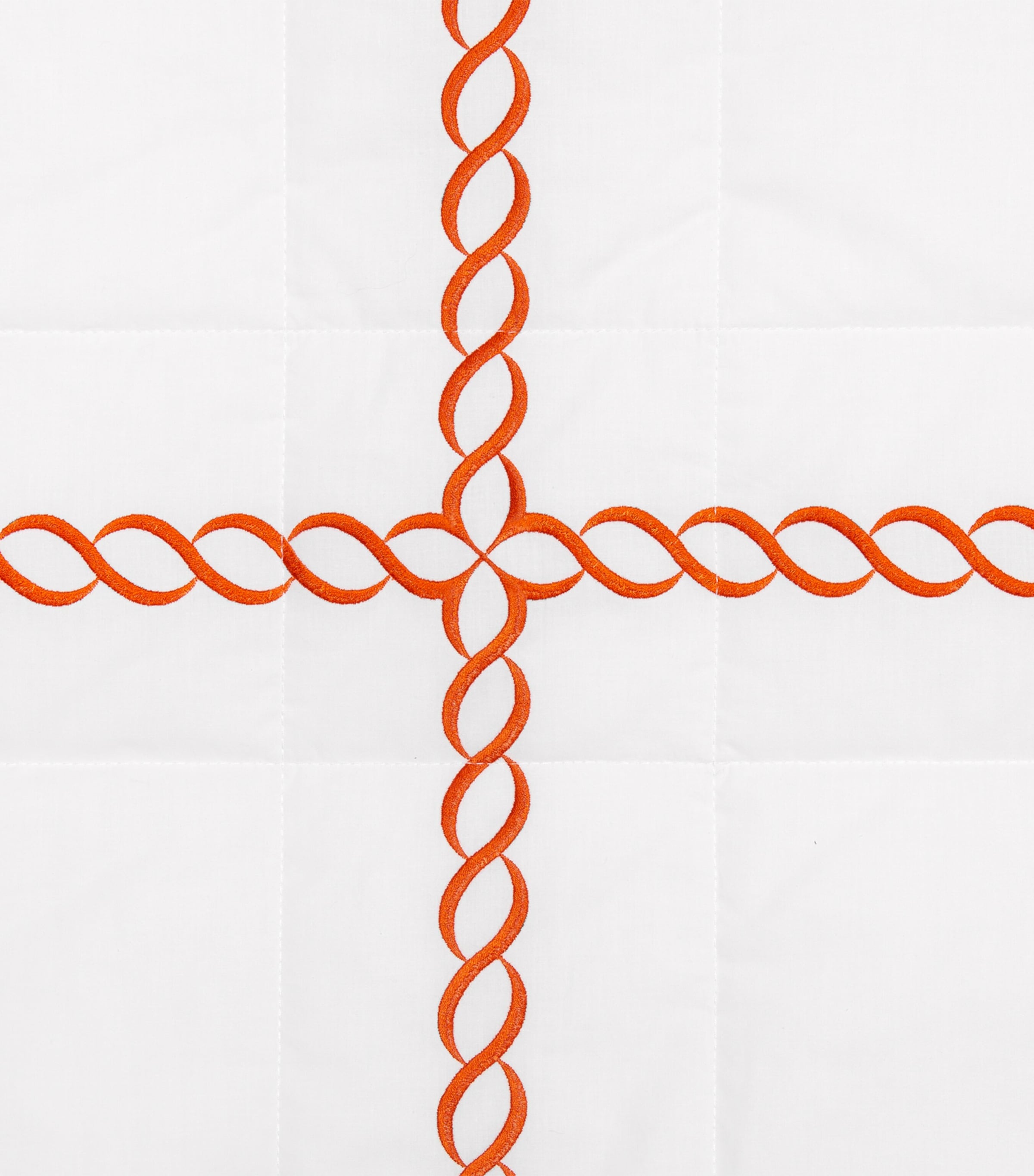 Pratesi Treccia Super King Bedspread (290cm x 260cm) White/orange Image 2