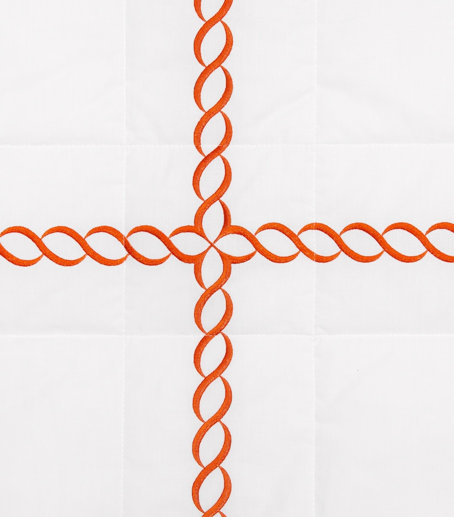 Pratesi Treccia Super King Bedspread (290cm x 260cm) White/orange Image 2