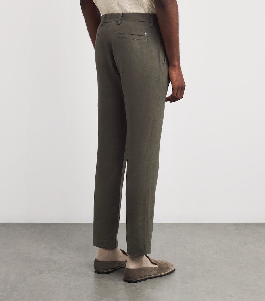 Linen Theo Slim Trousers CROC GREEN 374 Image 4