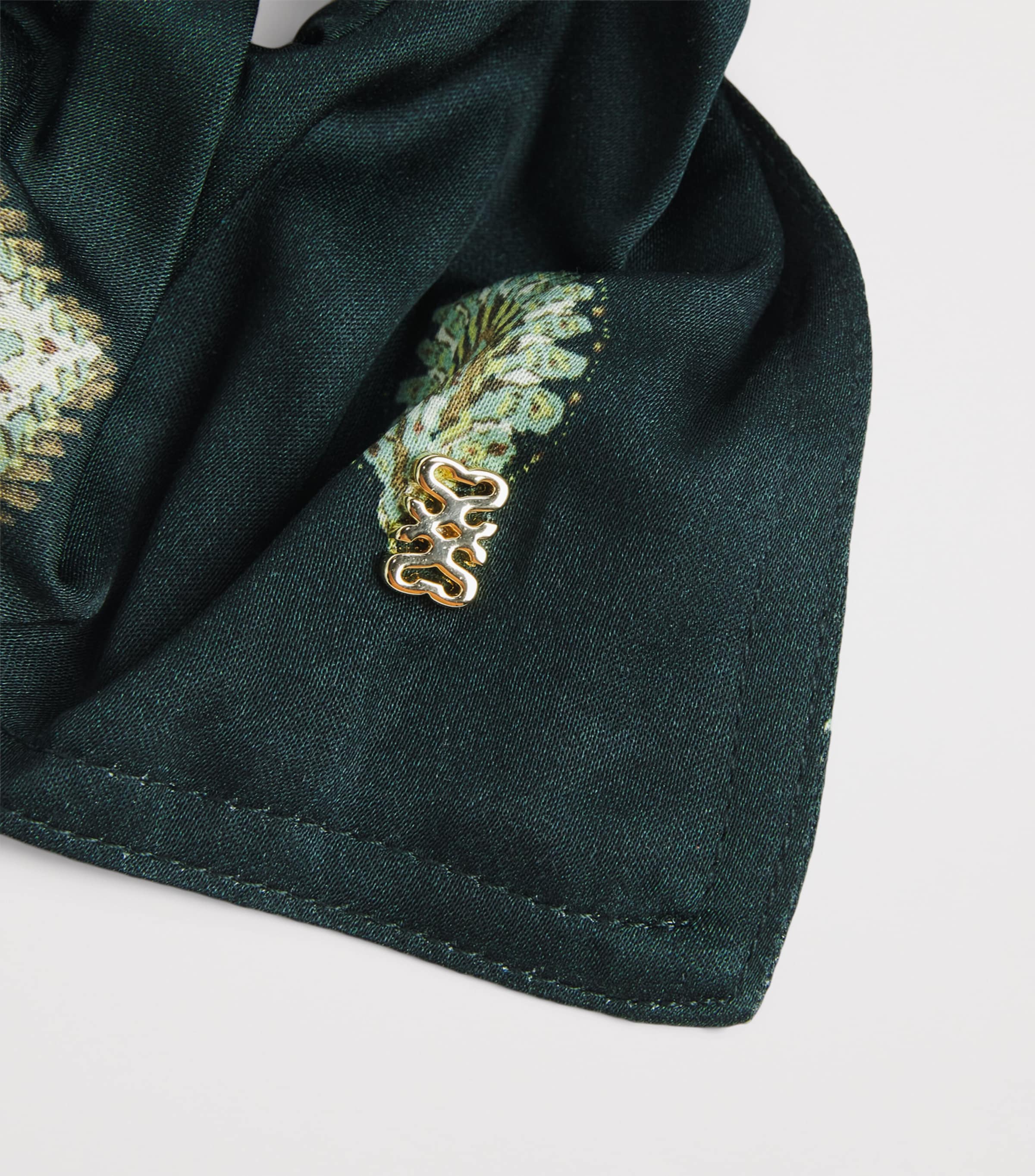 Sandro Paris Silk Floral Print Scrunchie Green Image 3
